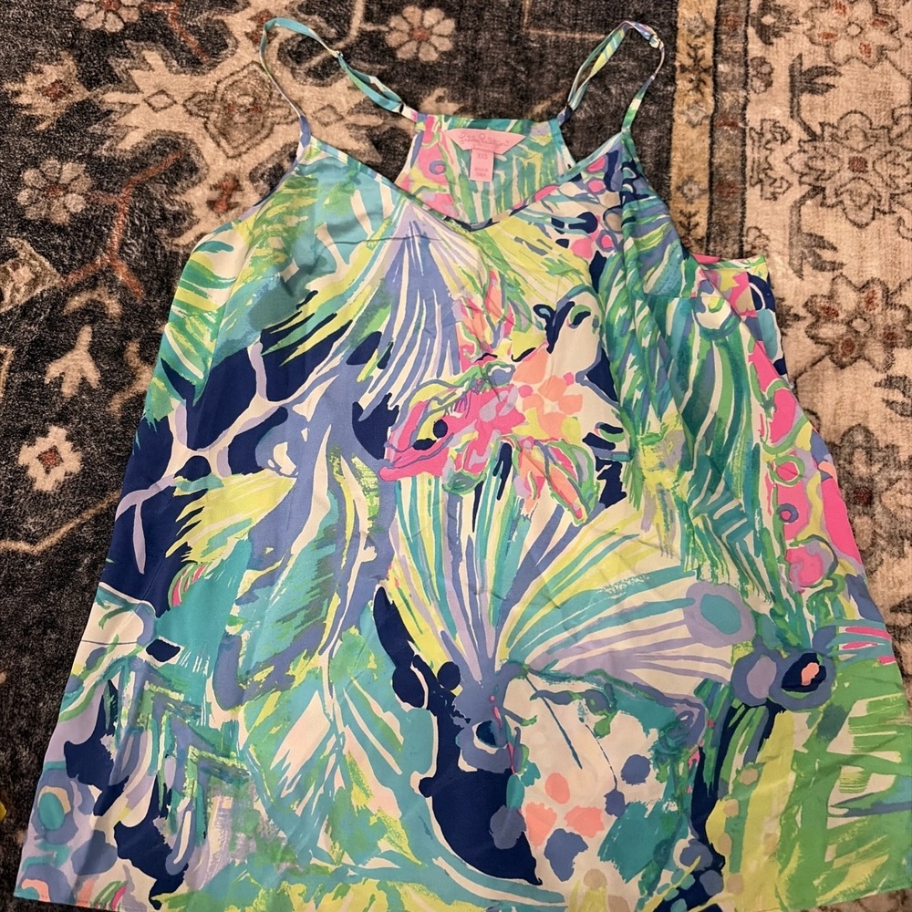 Lilly Pulitzer 100% Silk Camisole Spaghetti Strap Tank Top Size XXS